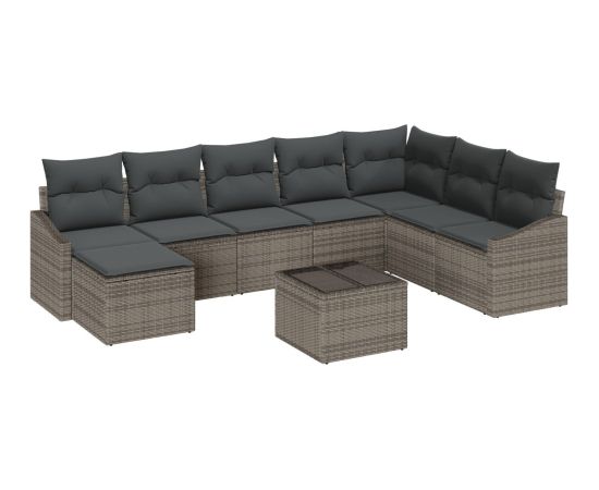 vidaXL 8-częściowy zestaw sof ogrodowych z poduszkami czarnym poli rattanem Dārza mēbeļu komplekti