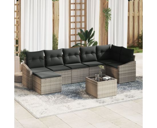 vidaXL 7-elementowy zestaw sofy ogrodowej z poduszkami czarny polirattan Dārza mēbeļu komplekti