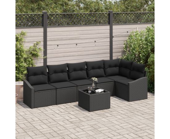 vidaXL Zestaw sof ogrodowych  7-częściowy z poduszkami w kolorze beżowym z polirattanu Dārza mēbeļu komplekti