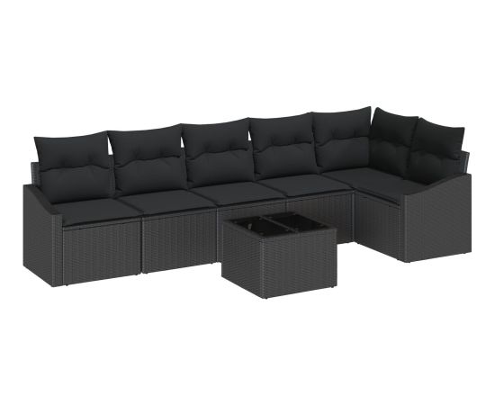 vidaXL Zestaw sof ogrodowych  7-częściowy z poduszkami w kolorze beżowym z polirattanu Dārza mēbeļu komplekti