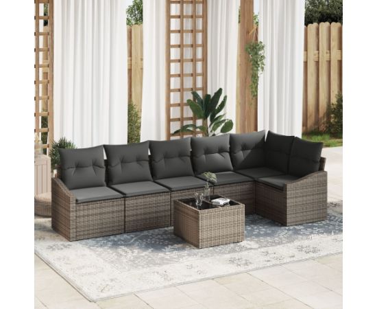 vidaXL Zestaw 6-częściowy sof ogrodowych z poduszkami czarny polirattan Dārza mēbeļu komplekti