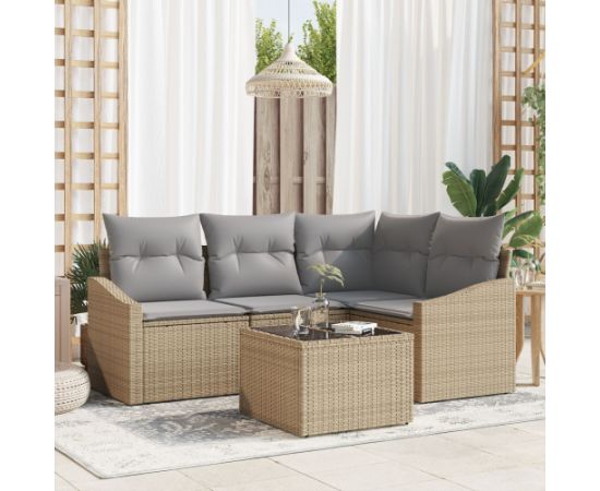 vidaXL Zestaw sof ogrodowych  5-częściowy z poduszkami czarny polirattan Dārza mēbeļu komplekti