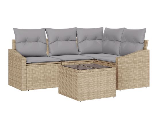 vidaXL Zestaw sof ogrodowych  5-częściowy z poduszkami czarny polirattan Dārza mēbeļu komplekti