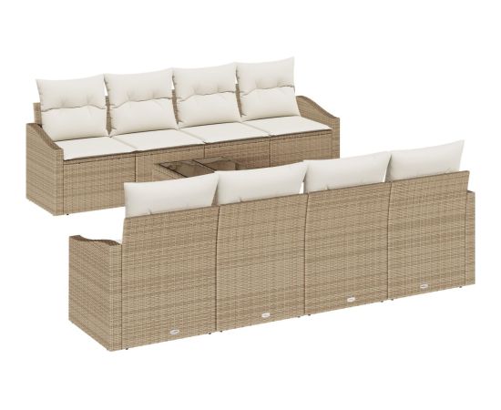 vidaXL Zestaw 9-częściowy sof ogrodowych  z poduszkami beżowy polirattan Dārza mēbeļu komplekti