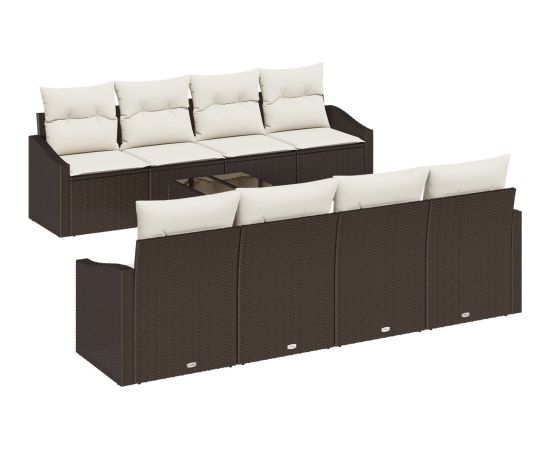 vidaXL 9-częściowy zestaw sof ogrodowych z poduszkami Brązowy Polirattan Dārza mēbeļu komplekti