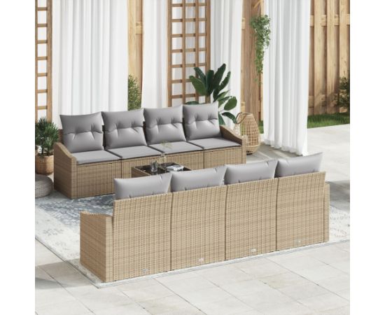 vidaXL 9-częściowy zestaw sof ogrodowych z poduszkami beżowy polirattan Dārza mēbeļu komplekti
