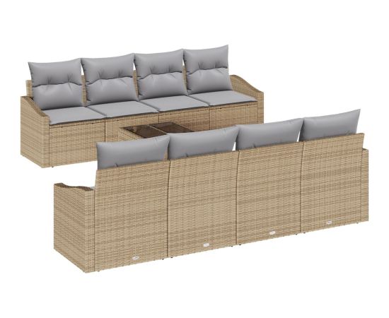 vidaXL 9-częściowy zestaw sof ogrodowych z poduszkami beżowy polirattan Dārza mēbeļu komplekti