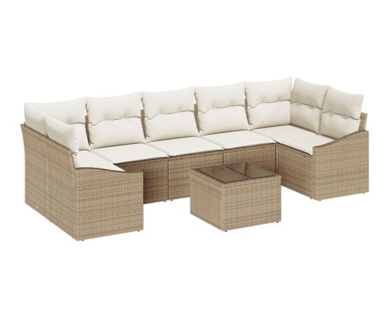 vidaXL Zestaw kanapowy  8 części z poduszkami beżowy polirattan Dārza mēbeļu komplekti