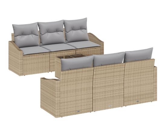 vidaXL Zestaw Sof Ogrodowych  7 Części z Poduszkami Beżowy Polirattan Dārza mēbeļu komplekti