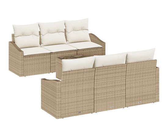 vidaXL 7-częściowy zestaw sof ogrodowych z poduszkami beżowy polirattan Dārza mēbeļu komplekti