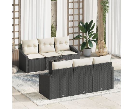 vidaXL Zestaw Sofy Ogrodowej  z Poduszkami Czarny Polirattan Dārza mēbeļu komplekti