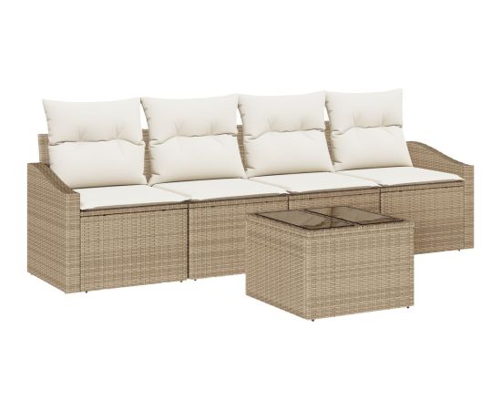 vidaXL Zestaw 5-częściowy sof ogrodowych  z poduchami w beżowym kolorze Dārza mēbeļu komplekti