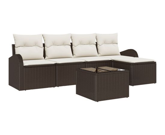 vidaXL Zestaw Sof Ogrodowych 5 Części z Poduszkami Szary Polirattan Dārza mēbeļu komplekti