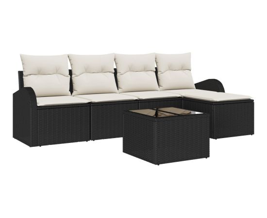 vidaXL Zestaw Sof Ogrodowych 5 Części z Poduszkami Ciemny Polirattan Dārza mēbeļu komplekti