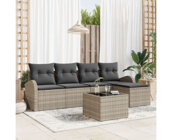 vidaXL 6-częściowy zestaw sof ogrodowych z poduszkami szary polirattan Dārza mēbeļu komplekti