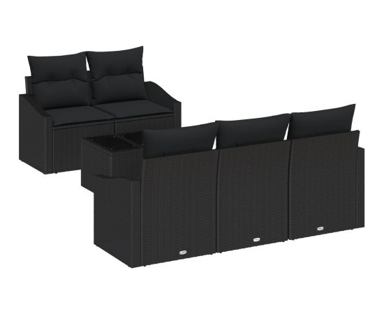 vidaXL 6-częściowy zestaw sof ogrodowych z poduszkami Czarny Polirattan Dārza mēbeļu komplekti