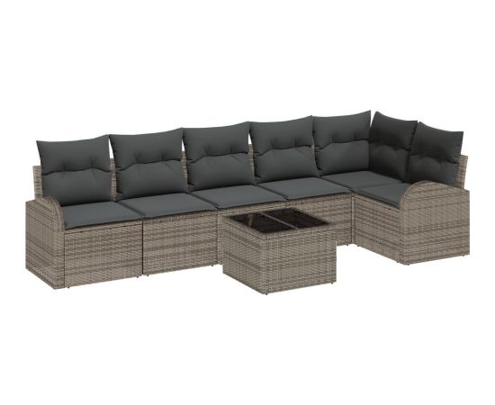 vidaXL 6-elementowy zestaw sof ogrodowych z poduszkami czarny polirattan Dārza mēbeļu komplekti