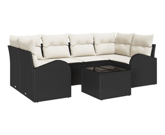 vidaXL Zestaw Sofy Ogrodowej  z Poduszkami Czarny Polirattan Dārza mēbeļu komplekti