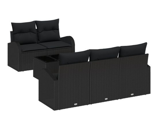 vidaXL Zestaw 6 sztuk sof ogrodowych z poduszkami czarny polirattan Dārza mēbeļu komplekti