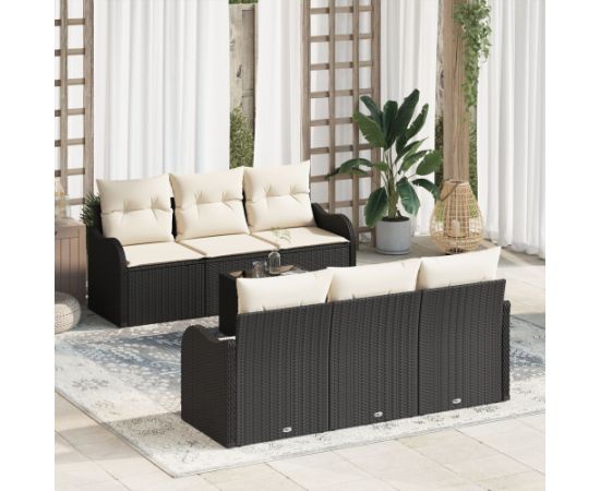 vidaXL Zestaw Sof Ogrodowych  z Poduszkami Czarny Polirattan Dārza mēbeļu komplekti