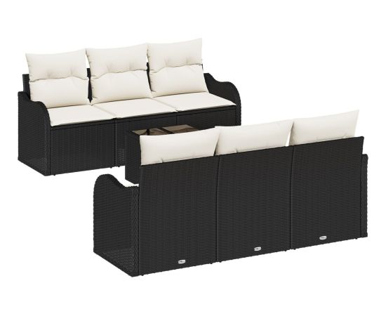 vidaXL Zestaw Sof Ogrodowych  z Poduszkami Czarny Polirattan Dārza mēbeļu komplekti