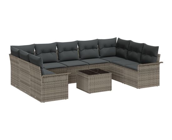 vidaXL 9 Elementowy Zestaw Sofy Ogrodowej z Poduszkami Czarny Poli Rattan Dārza mēbeļu komplekti