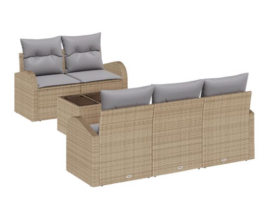 vidaXL 6-częściowy zestaw sof ogrodowych z poduszkami beżowy polirattan Dārza mēbeļu komplekti