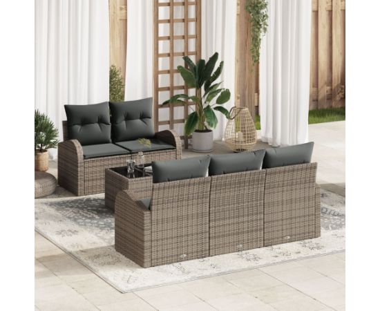 vidaXL Zestaw Sof Ogrodowych  z Poduszkami Szary Poli Rattan Dārza mēbeļu komplekti