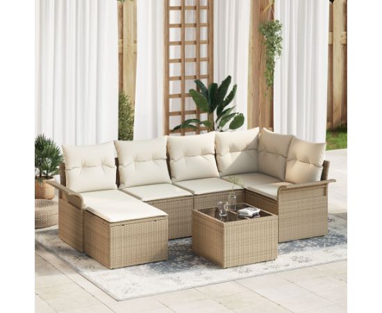 vidaXL 7-częściowy zestaw sof z poduszkami brązowy polirattan Dārza mēbeļu komplekti