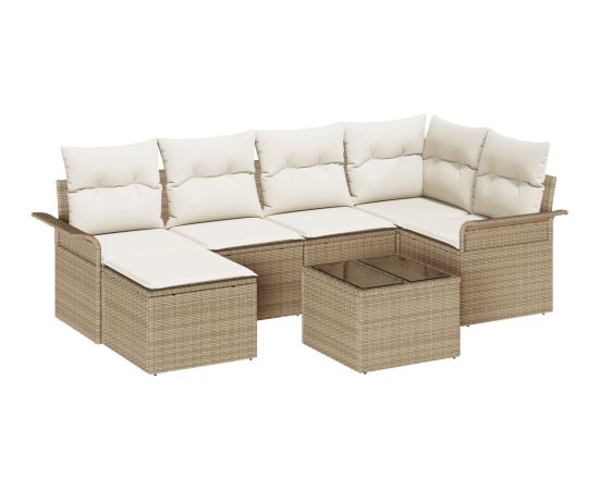 vidaXL 7-częściowy zestaw sof z poduszkami brązowy polirattan Dārza mēbeļu komplekti