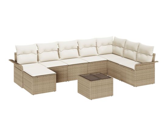 vidaXL Zestaw sof ogrodowych  9 elementów z poduszkami brązowy z polirattanu Dārza mēbeļu komplekti