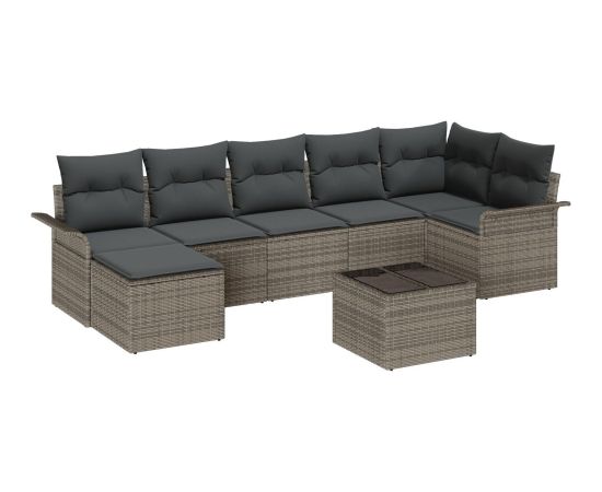 vidaXL Zestaw 7-częściowy sof ogrodowych  z poduszkami czarny polirattan Dārza mēbeļu komplekti