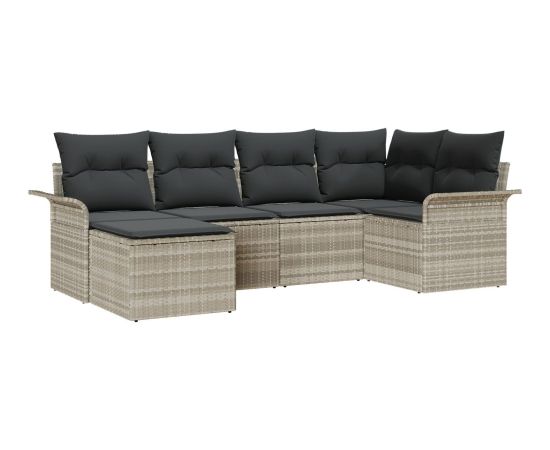 vidaXL Zestaw 6 częściowy sof ogrodowych z poduszkami jasnoszary rattan Dārza mēbeļu komplekti