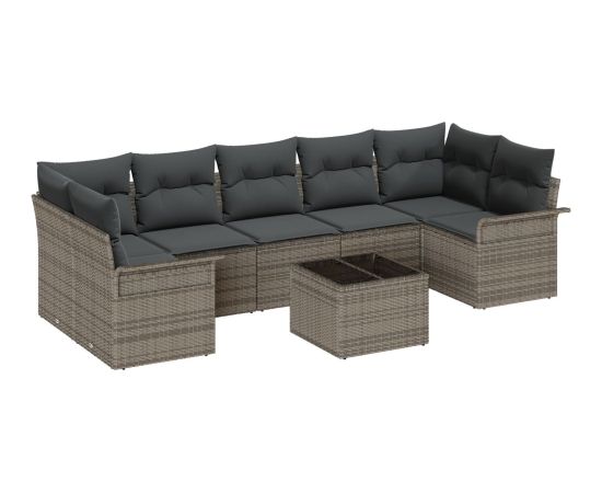 vidaXL 8-częściowy zestaw sof ogrodowych z poduszkami szary polirattan Dārza mēbeļu komplekti