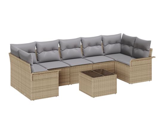 vidaXL Zestaw 8 częściowy sof ogrodowych  z poduszkami Beżowy z polirattanu Dārza mēbeļu komplekti