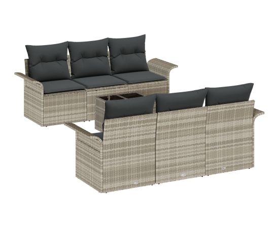 vidaXL Zestaw sof ogrodowych  z poduszkami jasnoszary polirattan Dārza mēbeļu komplekti