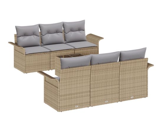 vidaXL Zestaw Sofy Ogrodowej  z Poduszkami Beżowy Poli Rattan Dārza mēbeļu komplekti