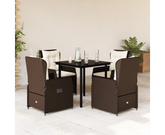 vidaXL 5-częściowy zestaw mebli ogrodowych z poduszkami, brązowy, polirattan Dārza mēbeļu komplekti