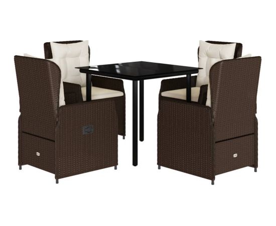 vidaXL 5-częściowy zestaw mebli ogrodowych z poduszkami, brązowy, polirattan Dārza mēbeļu komplekti