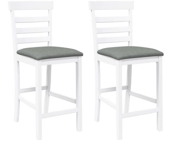 vidaXL Hokery barowe z poduszkami 2 szt. Białe lite drewno gumowe Кухонные стулья