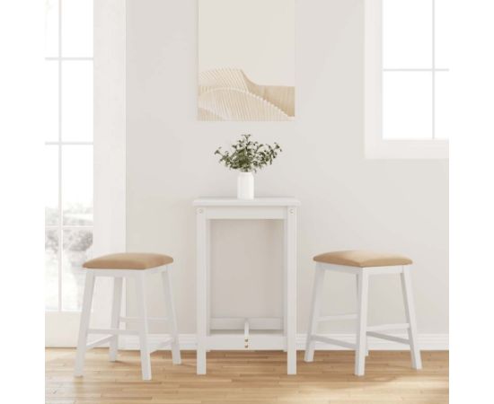 vidaXL Krzesła barowe z poduszkami 2 szt. Białe lite drewno gumowe Кухонные стулья