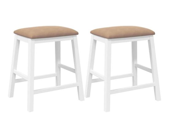 vidaXL Krzesła barowe z poduszkami 2 szt. Białe lite drewno gumowe Кухонные стулья