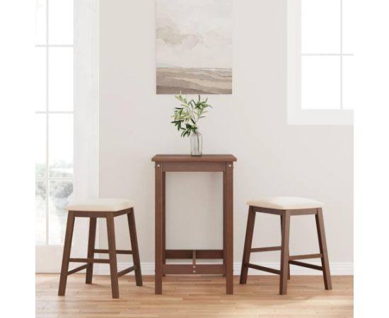 vidaXL Krzesła barowe z poduszkami 2 szt. Brązowe lite drewno gumowe Virtuves krēsli