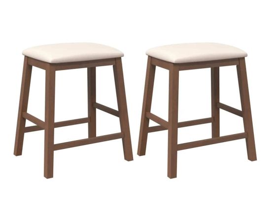 vidaXL Krzesła barowe z poduszkami 2 szt. Brązowe lite drewno gumowe Virtuves krēsli