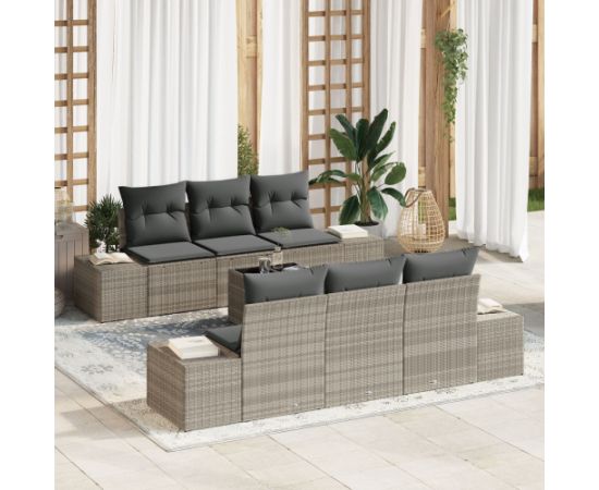 vidaXL Zestaw sof ogrodowych  Zestaw 7 Jasnoszary, ciemnoszary Dārza mēbeļu komplekti