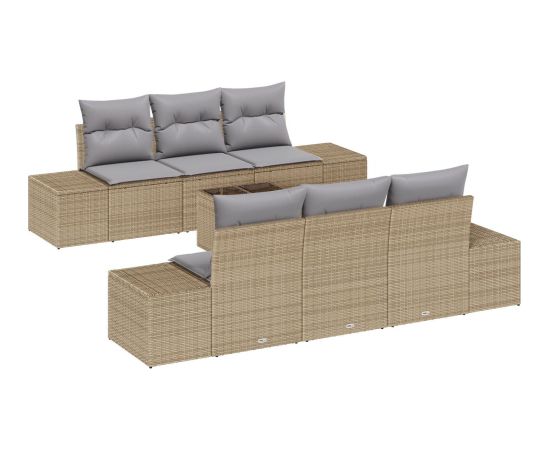 vidaXL Zestaw sofy ogrodowej  7 części Beżowy i jasnoszary Dārza mēbeļu komplekti