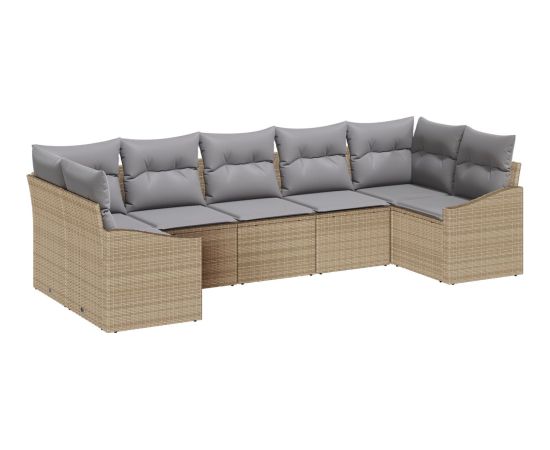 Vidaxl Zestaw sof ogrodowych Zestaw 7 Beżowy, Szary Rattan, Poliester Dārza mēbeļu komplekti