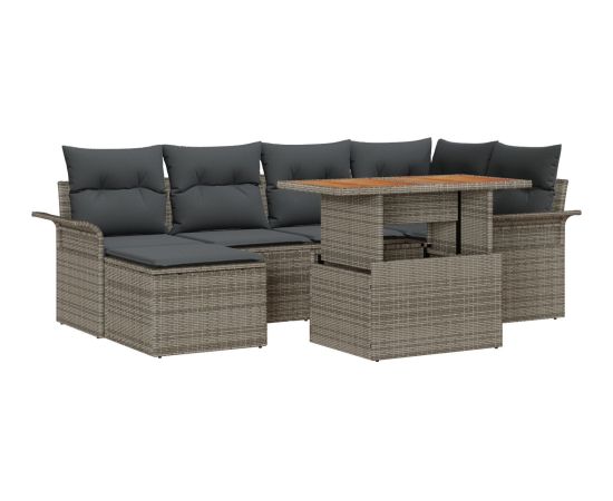 Vidaxl Zestaw sofy ogrodowej Zestaw 7 częściowy Szary Dārza mēbeļu komplekti