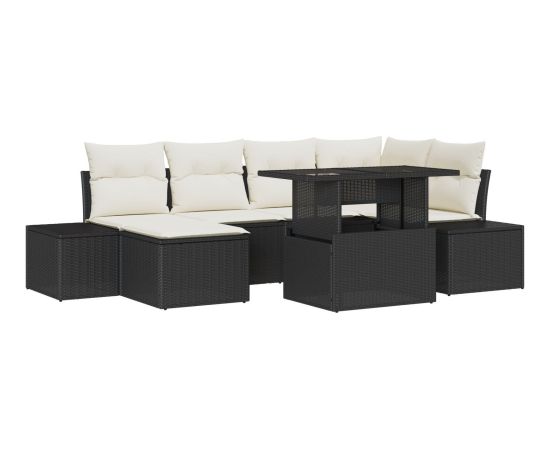 Vidaxl Zestaw sofy ogrodowej Zestaw 7 Beżowy, Czarny Dārza mēbeļu komplekti