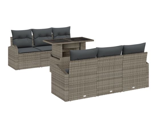 Vidaxl Zestaw sof ogrodowych Zestaw 7 Brązowy, Szary Dārza mēbeļu komplekti